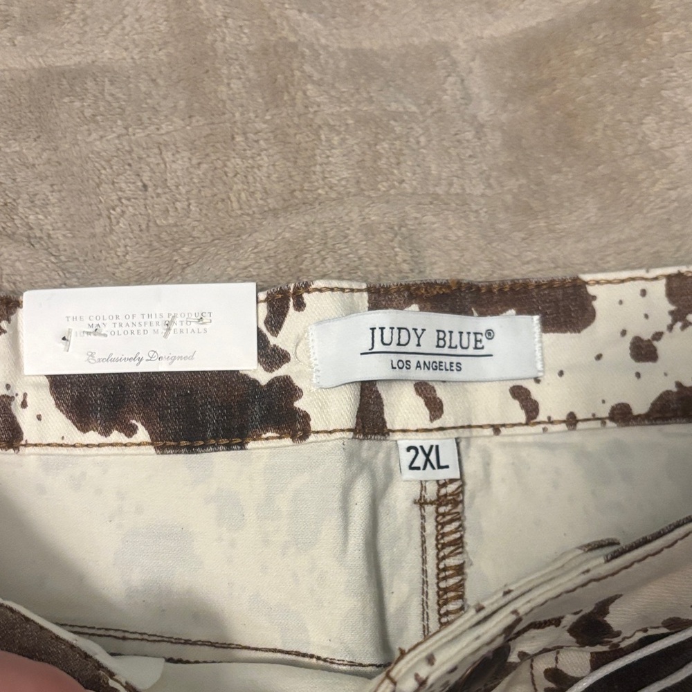 Judy Blue Women's Cow Print Jean Shorts - Picture 2 of 4